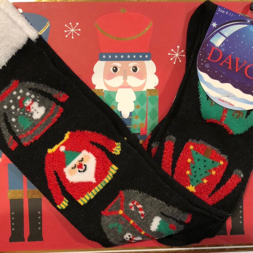 Ugly Christmas sweater knee socks. NWT
